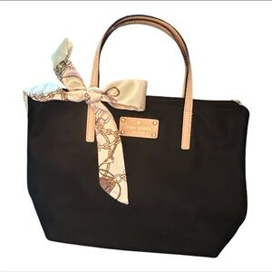 kate spade Black Mini Nylon Tote Bag w/ Twilly